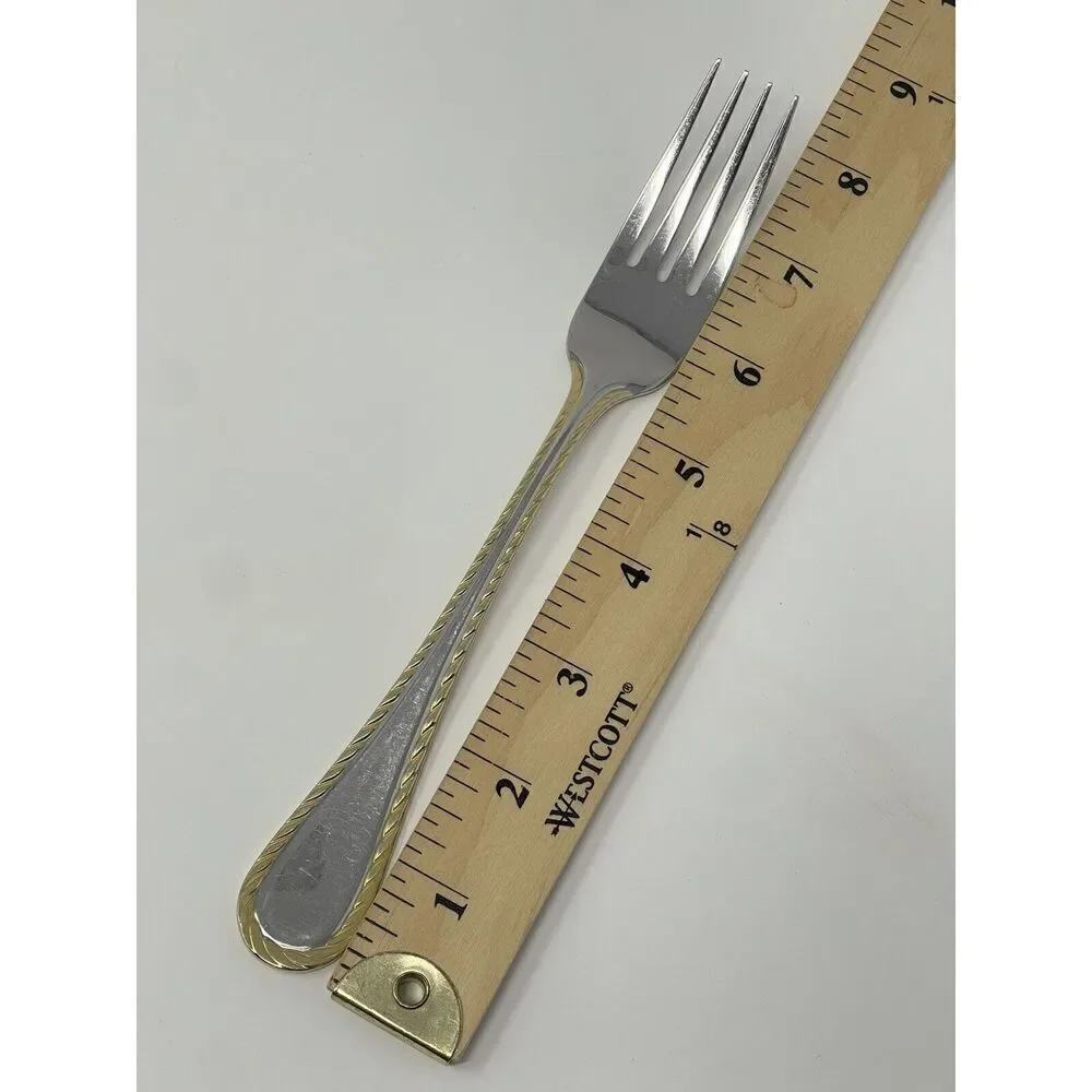 Oneida GOLDEN BELMONT Stainless Rope Edge Gold Dinner Forks 8 1/8” Set Of 3